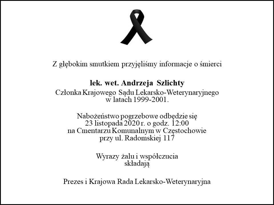 nekrolog kondolencje Andrzej Szlichta